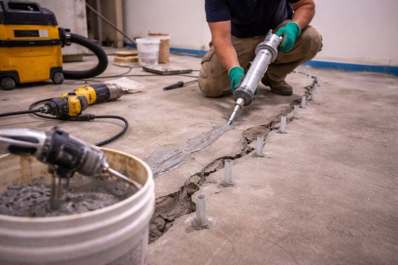 Cracked Basement Floor Repair in Dahlonega, GA