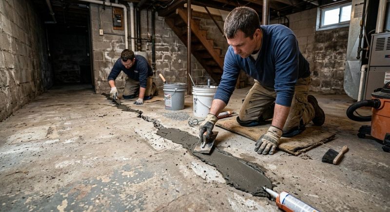 Cracked Basement Floor Repair in Dahlonega, GA